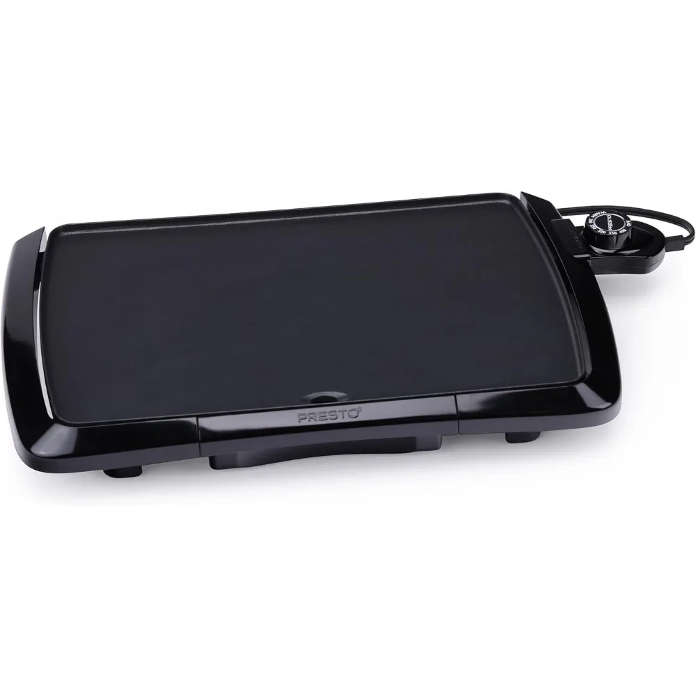 Electric Griddle, Heat Control, Cool Touch Base, Non Stick Surface, Aluminum, Black, 2.25"D x 18.5"W x 11.25"H