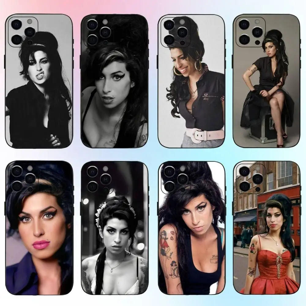 

Amy Winehouse Phone Case For iPhone17,16,15,14,13,12,11 Plus,Pro Max Soft Black Cover