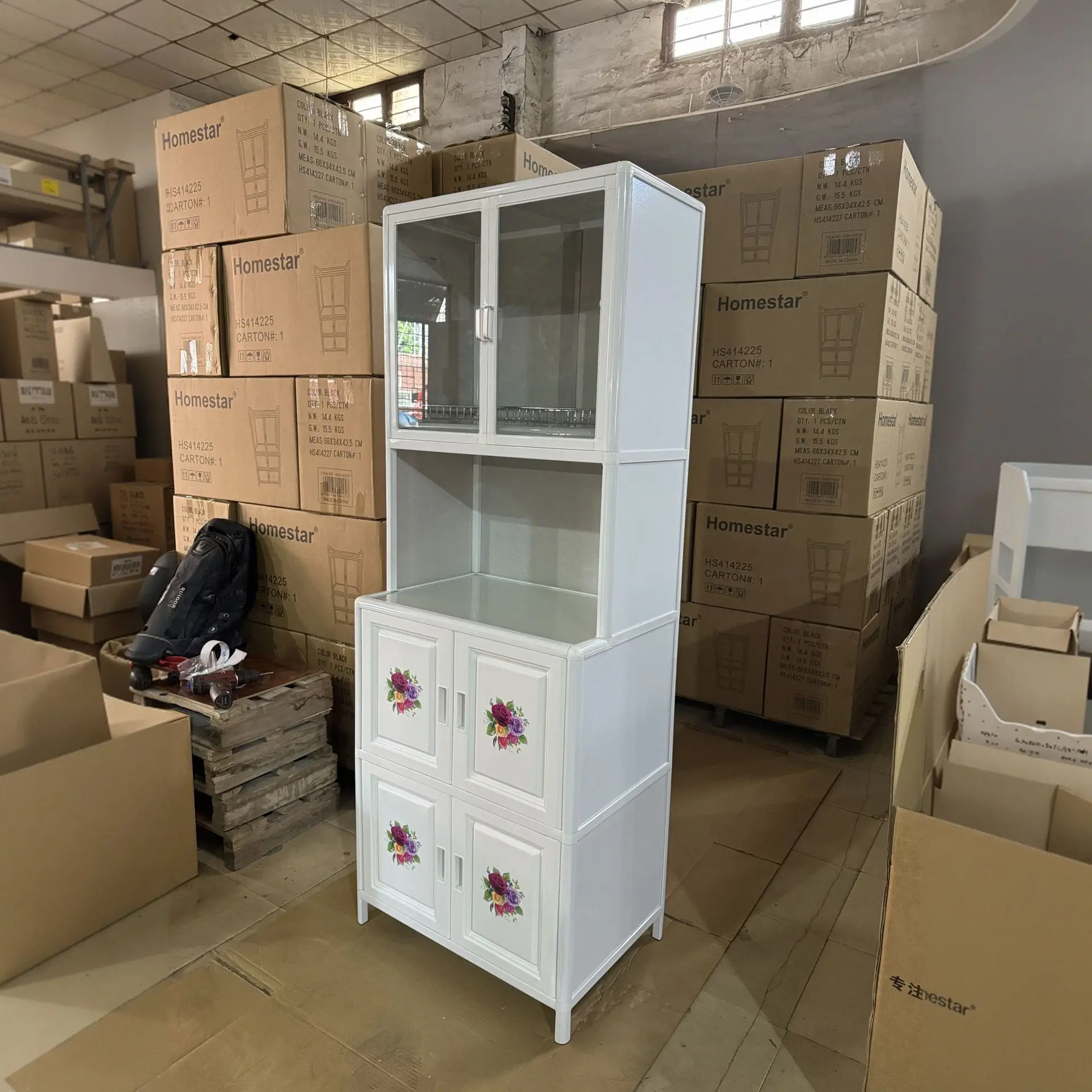 Foshan Factory Aluminum Alloy Cupboard Kitchen Locker Storage Cabinet Side Cabinet Locker Cabinet Tea