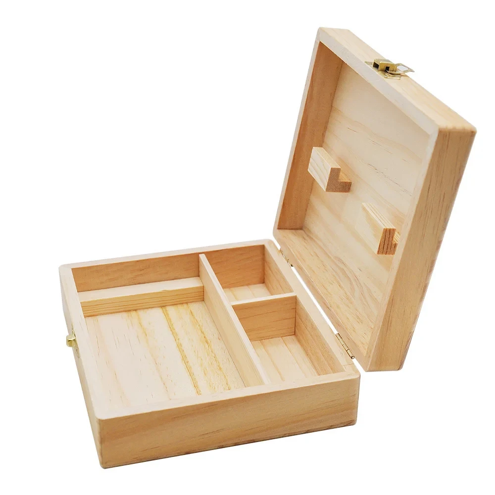 1pcs Wooden Stash Box Lock Movable Rolling Tray for Smoke Accessories Operationed Trays Bamboo Storage Container Organizer Porta