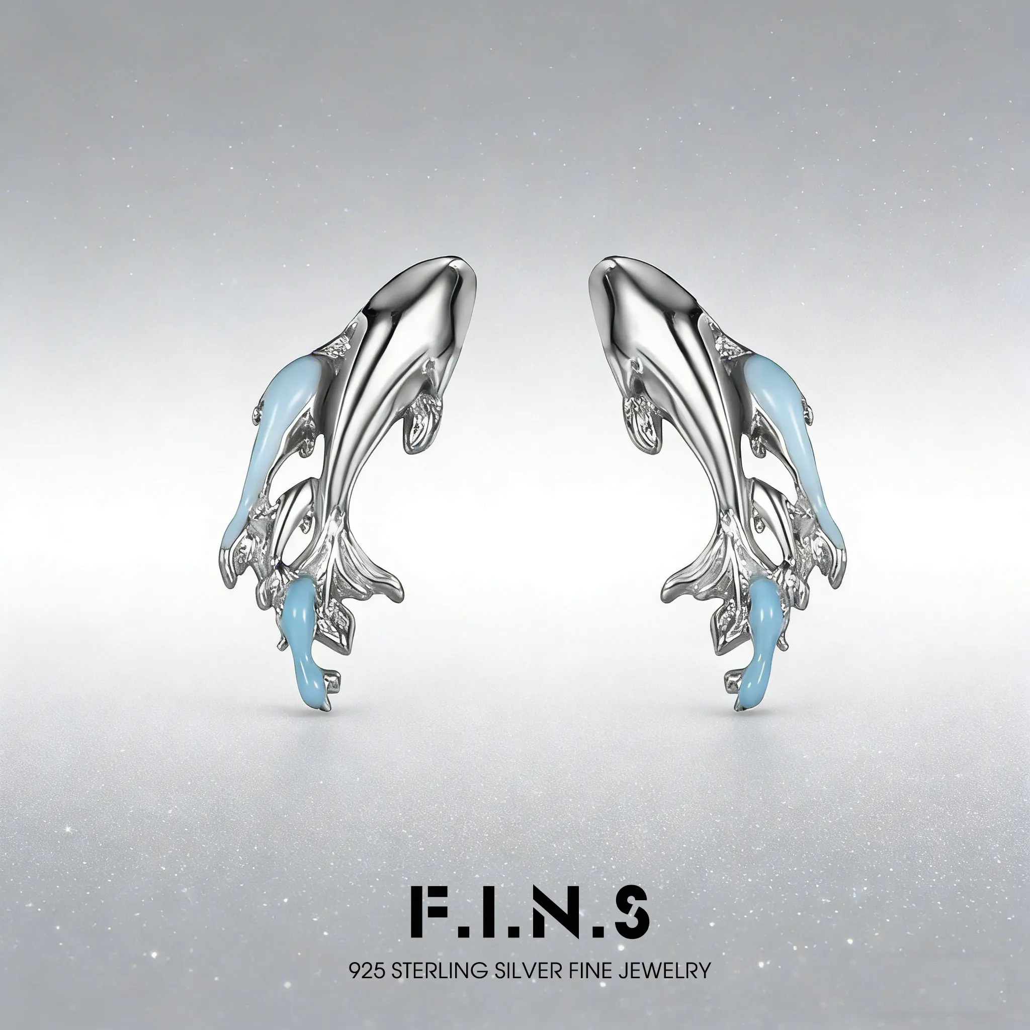 

F.I.N.S Koi Fish Drip Glue S925 Sterling Silver Stud Earrings Elegance Lucky Fish Piercing Ear Studs Fashion Fine Jewelry Gifts