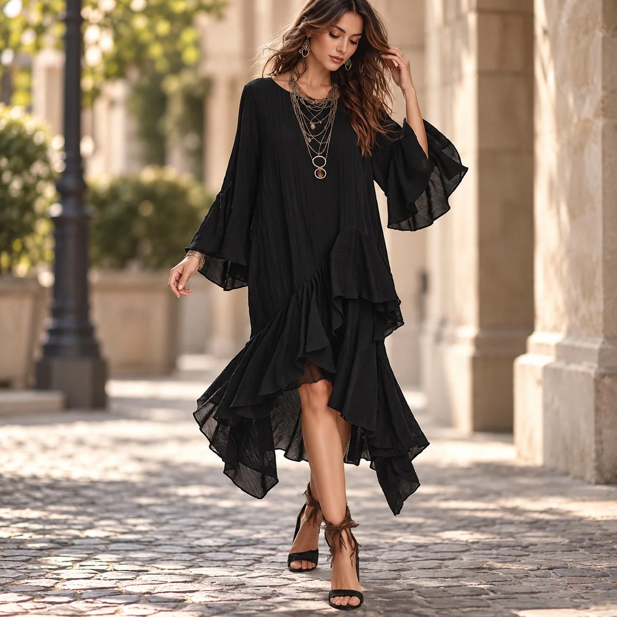 Loose Fit Pullover Dress Pencil Skirt Refined Commuter with Edgy Streetwear Elegant and Refined Regular Sleeve Daily Women Dress