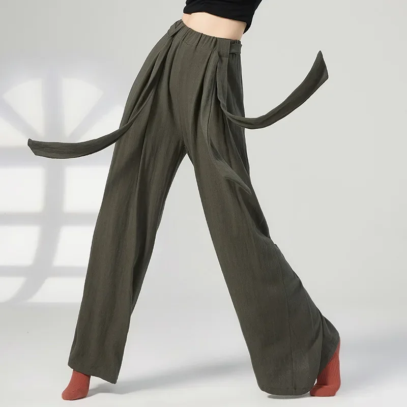 Pantaloni larghi da donna a gamba larga pantaloni da danza classica abiti per la pratica della danza cinese abbigliamento per l'allenamento del corpo