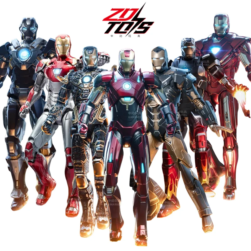 1/10 Original ZD Iron Man Tony Stark Action Figure Nightclub War Machine002 MK16 MK15 Sneaky Collection Kids Toys Christmas Gift