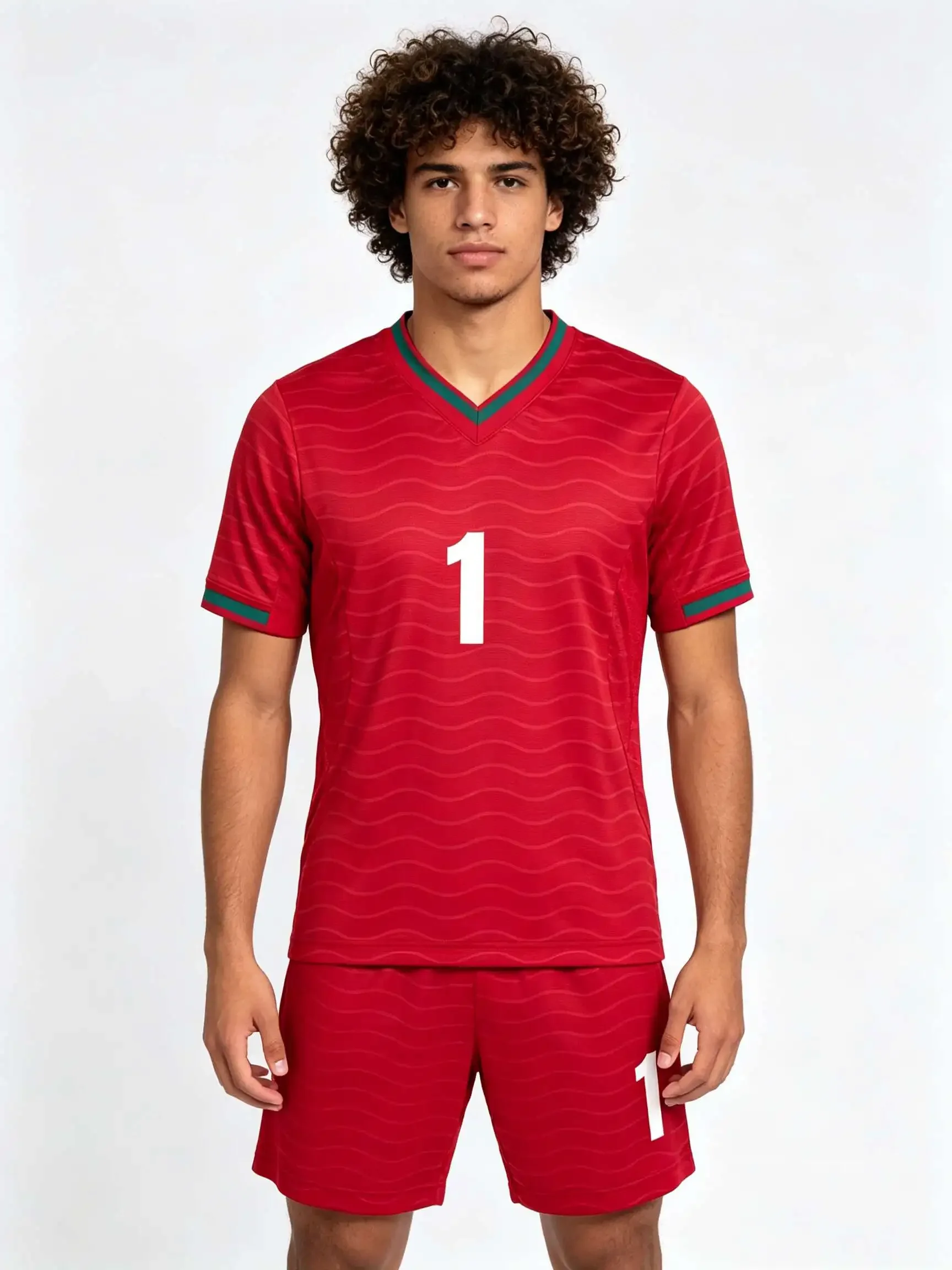 26/27 Unisex Blank Soccer 2‑Piece Set, Kids Adults Parent‑Child Kit, Custom No.1  10 for School Outdoor Team Sports red 10