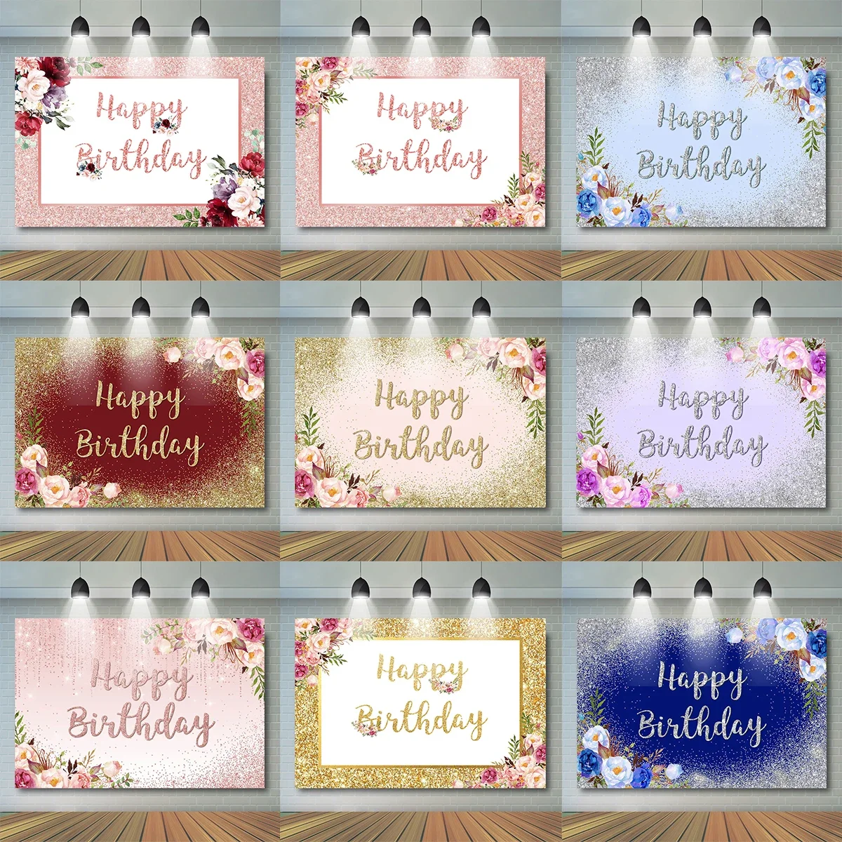 Glitter Dots Birthday Party Backdrop Customize Name Background Wedding Props Baby Shower Decoration Festival Cake Smash Photo