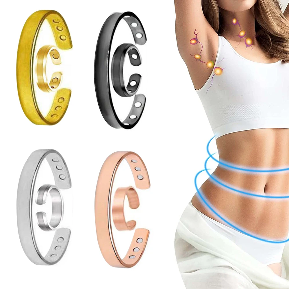 Lymphatic Drainage Lovers Ring Bracelet Relieve Fatigue For Men And Women Resizable Magnet Rings Weight Lose Health Care Gift