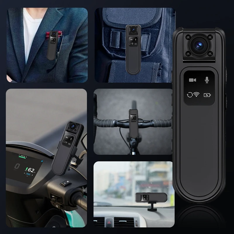 Мини-камера HD 2K, инфракрасная камера ночного видения, Wi-Fi, мотоцикл, велосипед, автомобильный видеорегистратор с вращающимся объективом 180, полицейская камера для тела