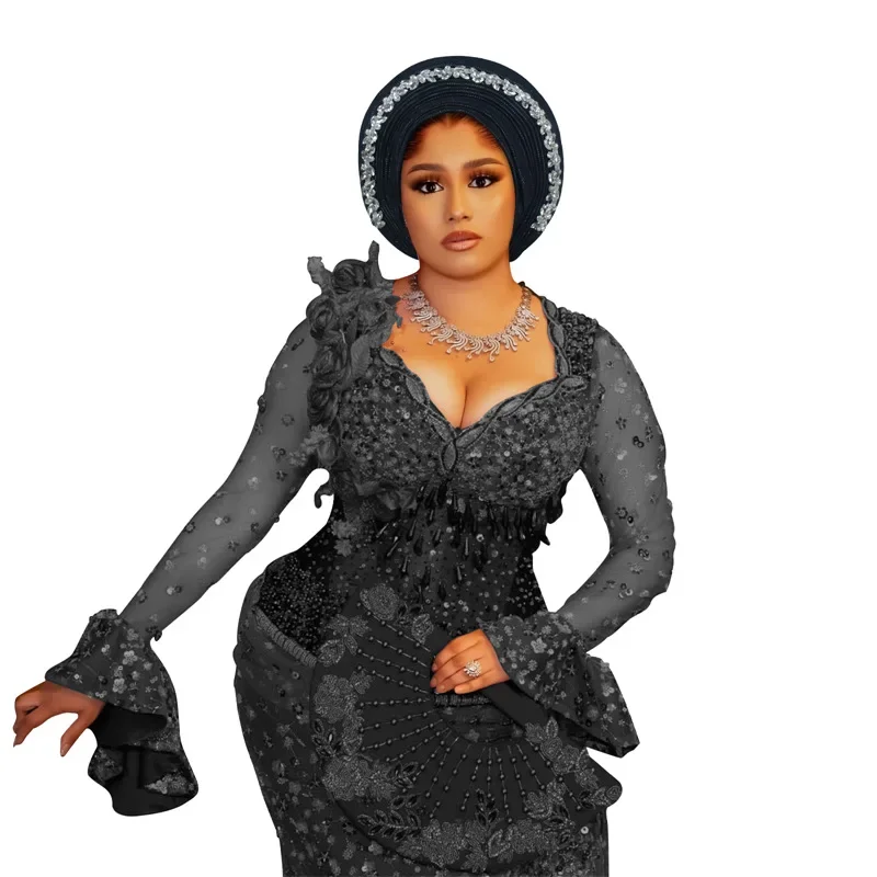 

Multi-Layered Turban Hat African Head Wraps Pleated Nigeria Wedding Party Headwear Crystal Diamonds Nigeria Headtie Auto Gele