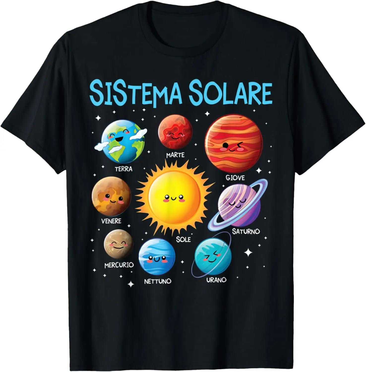 

Italian Solar System Cute Anime Faces Planet Space science T-Shirt