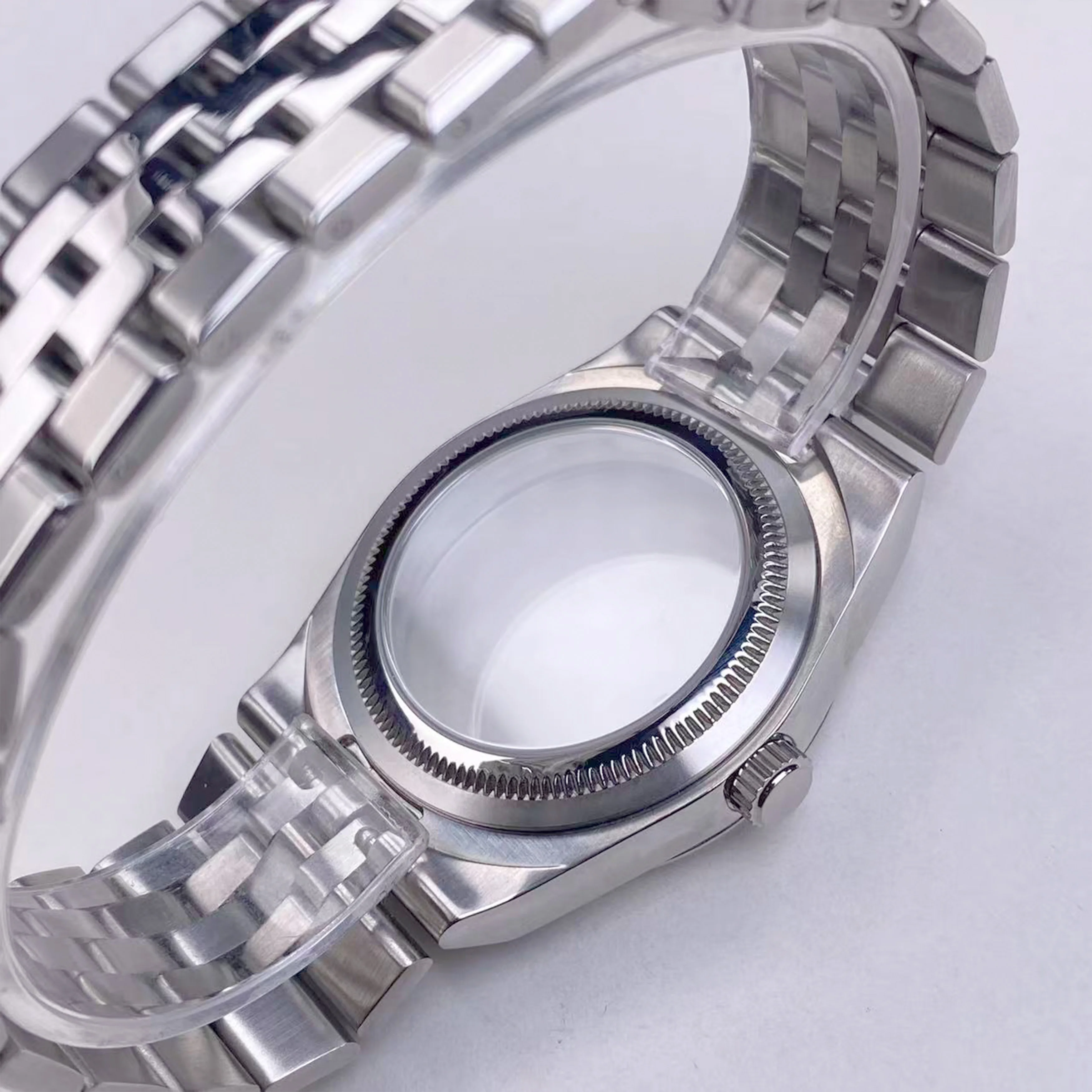 Para land-dweller 39.5mm nh35 caixa de relógio vidro safira à prova dwaterproof água caber 33.8mm dial com movimento nh35 nh36 peças relógio masculino