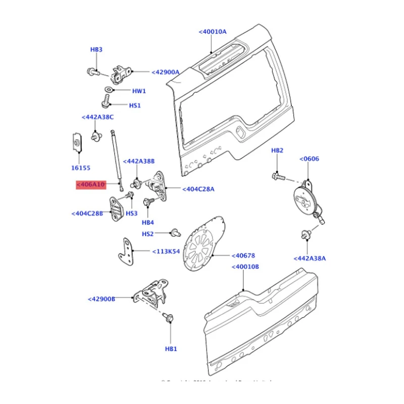 BHE780012 BHE780060 BKK760010 BHE760020 La nd Ro ve r Hood, trunk, tailgate fixing bracket, pull rod, top rubber base