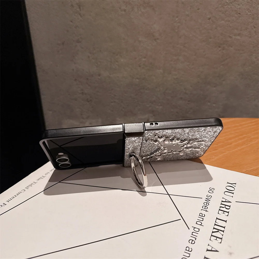 حافظة هاتف فاخرة على شكل فراشة ماسية لهاتف سامسونج جالاكسي Z Flip6 7 FE Flip7 Flip5 مع حافظات مرآة مع حامل حلقي ممتع #6