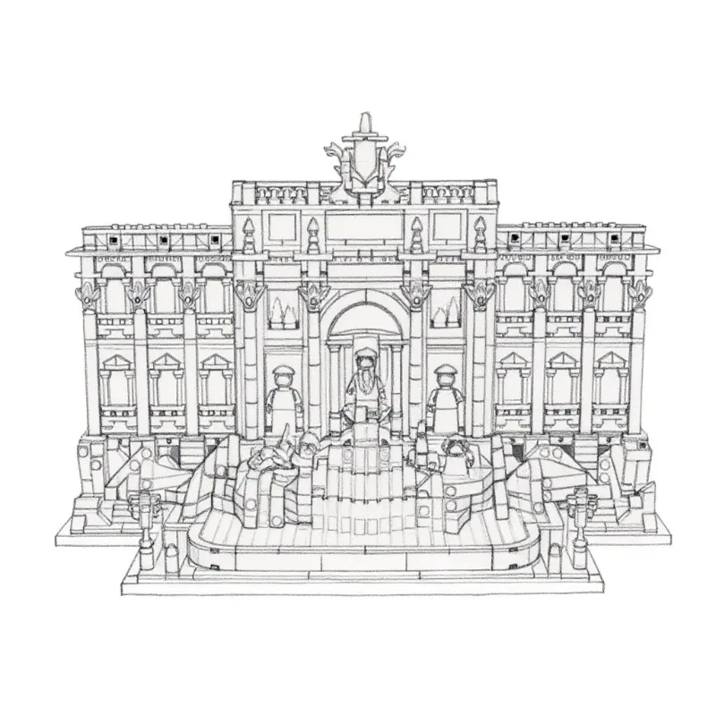 

2025 Architecture Trevi Fountain Rome Italian Building Blocks Creative Model Toys Children Adult Christmas Gifts