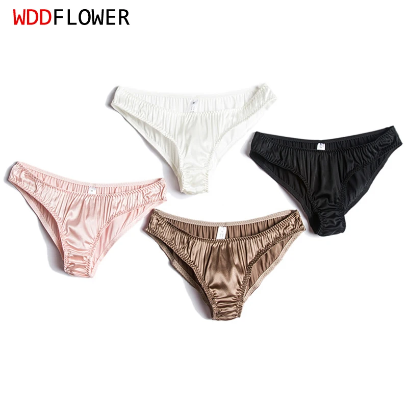 4 Pack Women Silk Panties 88% Natural Silk Sexy Low Rise Panties Briefs Underwear Lingerie S M L TA215