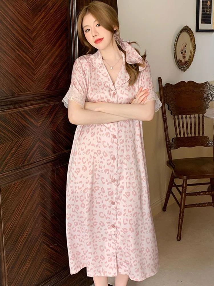 Nightgowns Women Sexy French Style Gentle Loose Midi All-match Sleepwear Fashion Temperament Mujer Home Casual Single Breasted