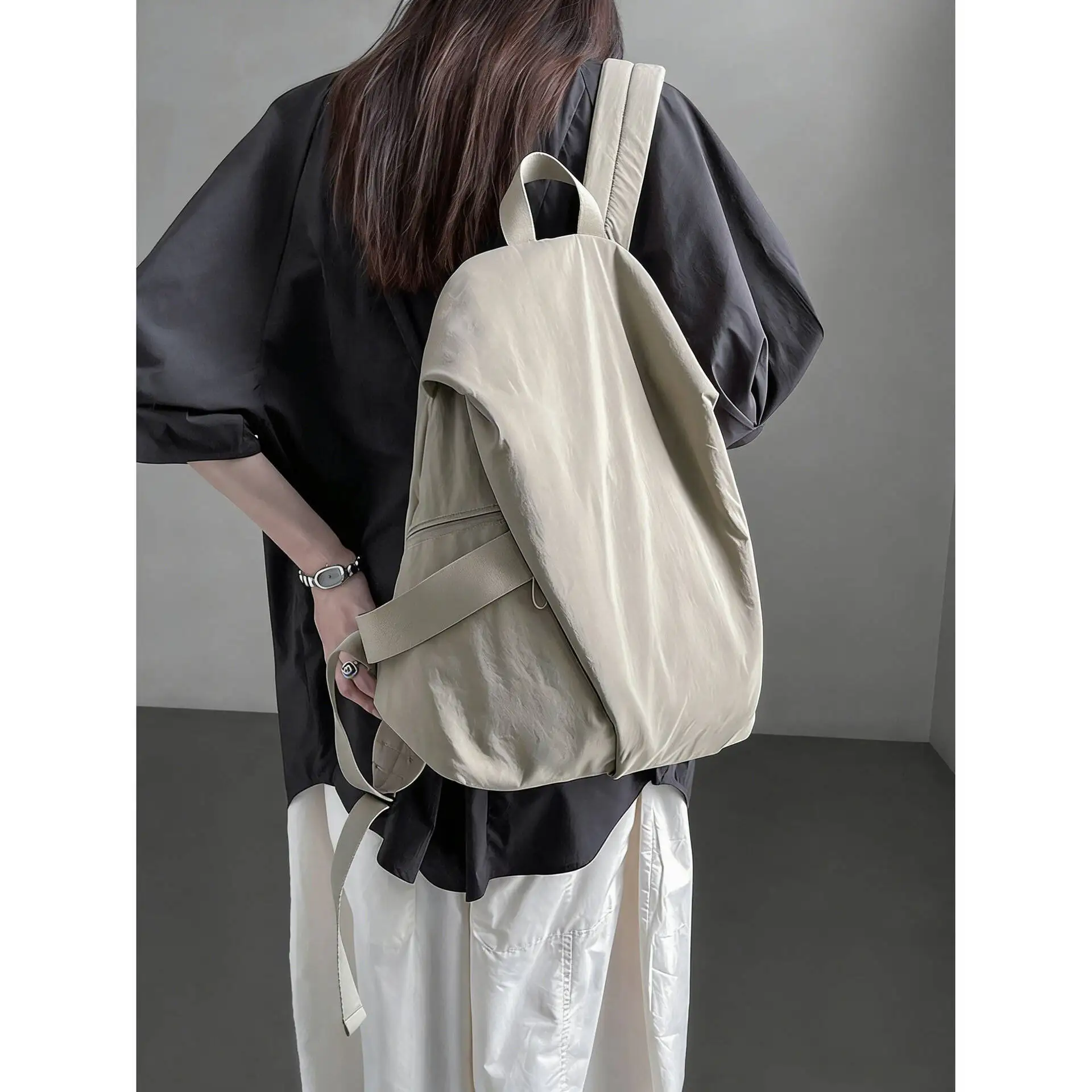 Large Capacity Waterproof Nylon Backpacks Solid Soft Light Leisure Or Travel Bags College Style Cloth Packages Korea Casual Bag