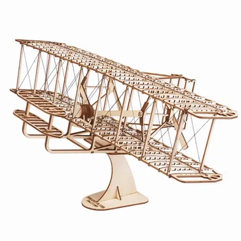 1\48 3d Retro samolot drewniane puzzle montaż klocki do budowy zestawy modeli DIY dla nastolatków dorośli zabawki prezent Wright Brothers samolot