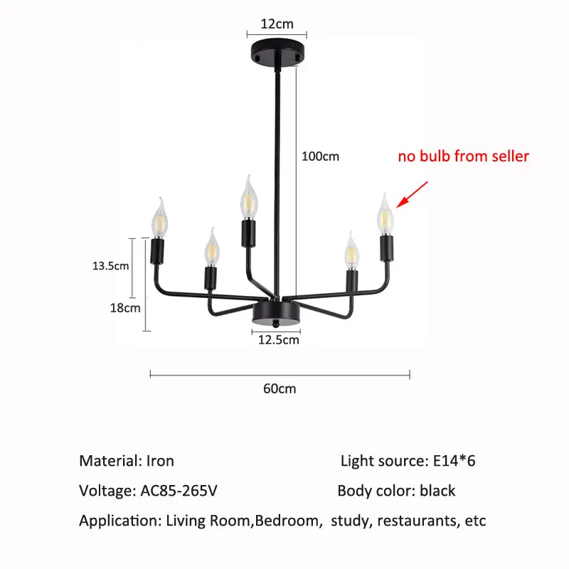 Imagem -02 - Moderno Simples Americano Ferro Lustre Vela Luz Pingente Sala de Estar Cozinha Sala de Jantar Quarto Estudo Personalidade