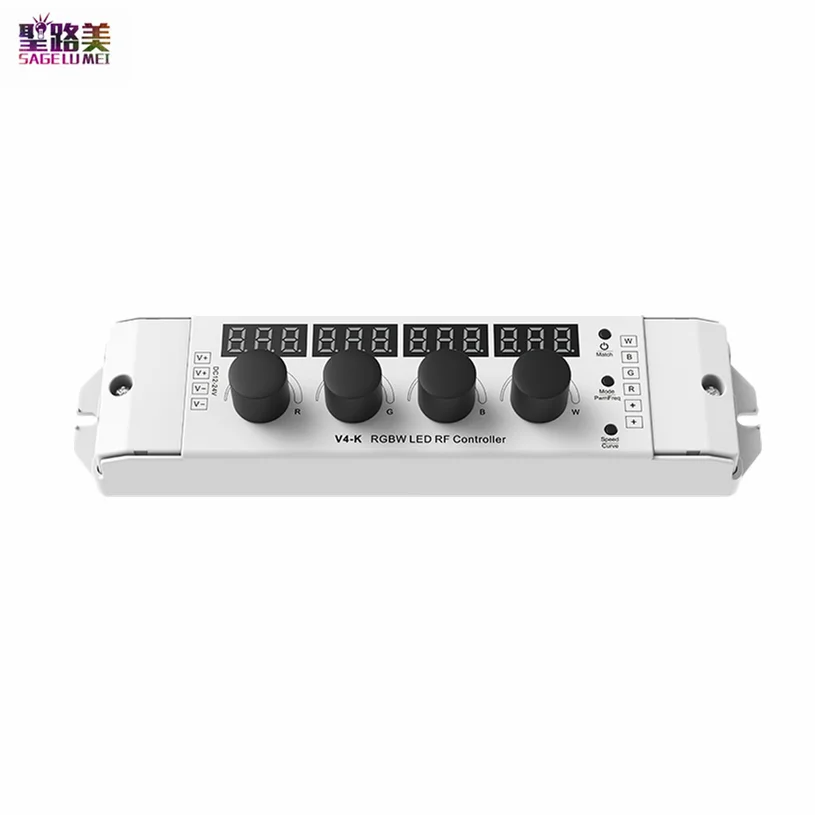 4CH*4A 12V-24VDC CV 4 Knob RGBW Controller V4-K Linear or logarithmic dimming/Numeric display For 4 Channel LED Strip Lights