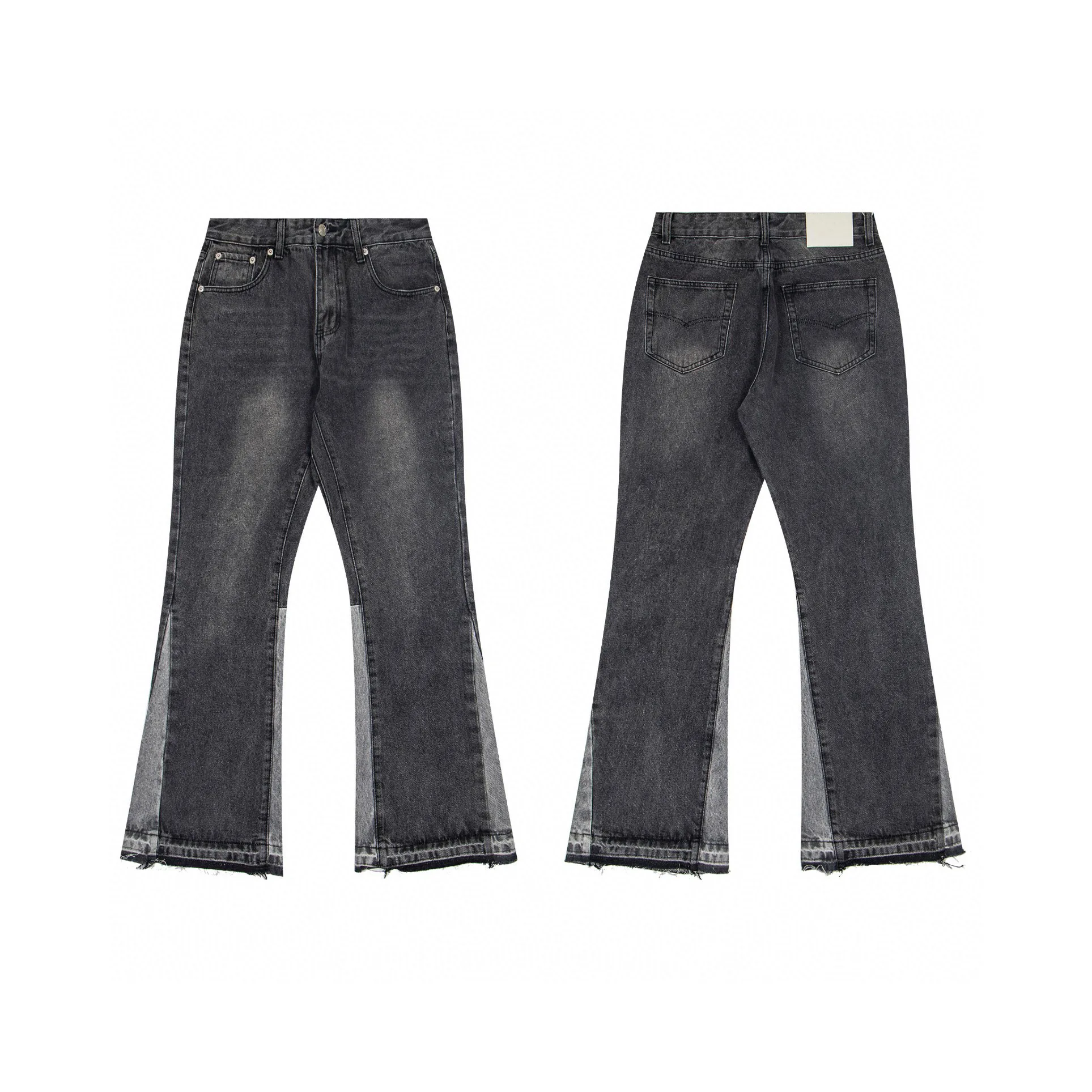 

New GALLERY Waed Bla ey Micro Flare Denim Jeans American High Street Retro Casual Long Trousers Youth Slim Fit Zipper