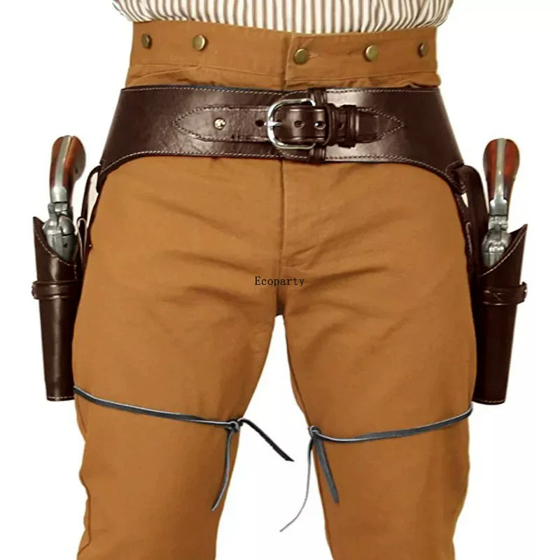 Ceinture de capitaine de Cowboy de la Renaissance, Double ceinture, étui de Revolver, Pirate médiéval, Flintlock, Corsair, Costumes d'halloween, 2025