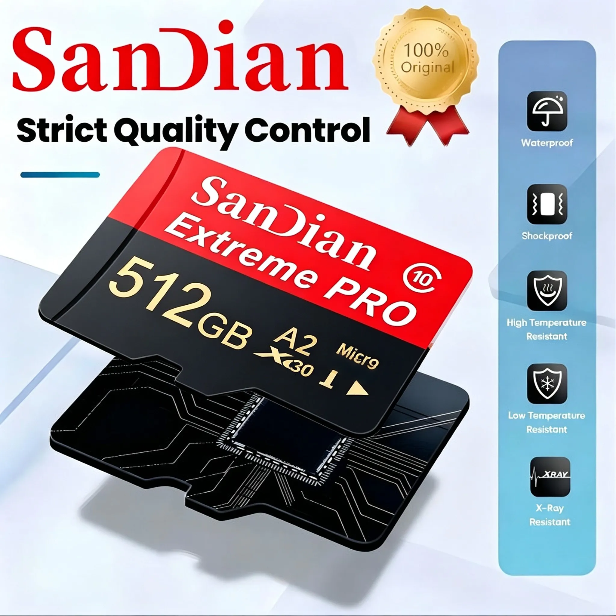 High-Capacity Micro TF SD Card 128GB TF Cards 64GB SD Cards 512GB Memory Card for Laptop/VR Headset/Car Camera/Drone Camera