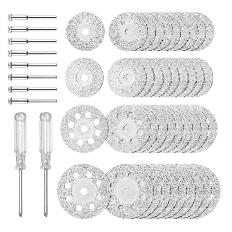 

40Pcs Diamond Cutting Wheel Kit 545 Cut Off Discs Coated For Rotary Tools With 8 Pcs 3Mm Mandrel