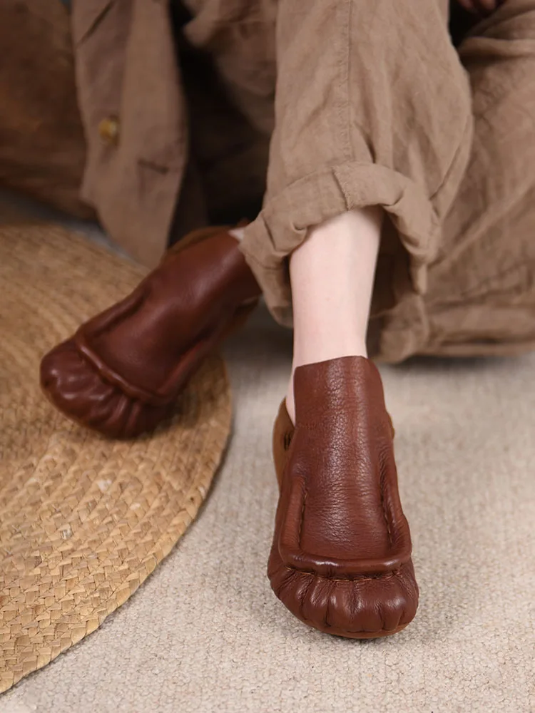 

Artmu Original Pleated Pumps For Women Spring Thick Heels Genuine Leather Shoes Female Elegant Luxury Loafers Ladies Shoes