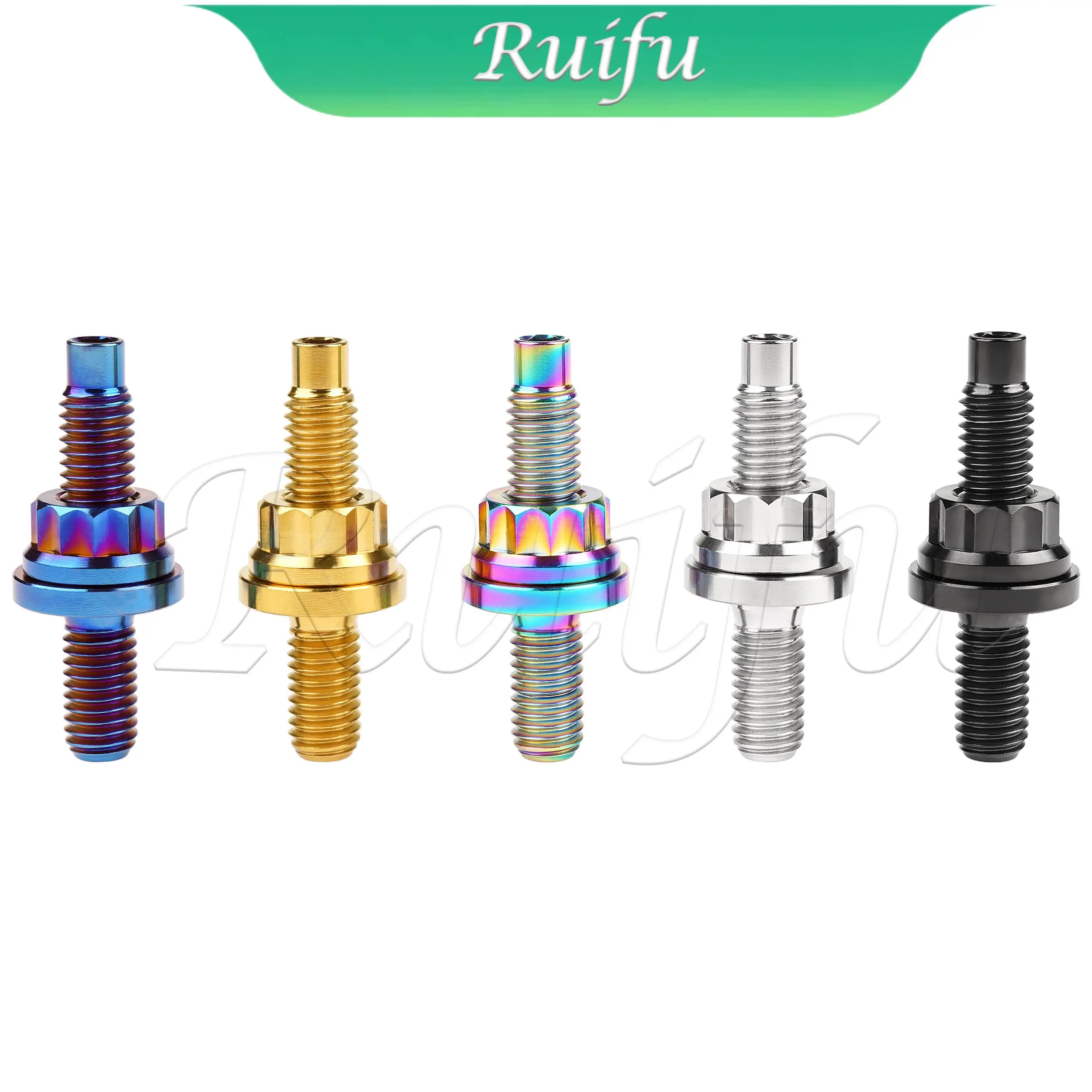 Ruifu チタンボルト 6/20 個 M8 M10 ピッチ 1.25 六角ネジフランジヘッド 12 ポイントナットフラットワッシャーセットオートバイ用