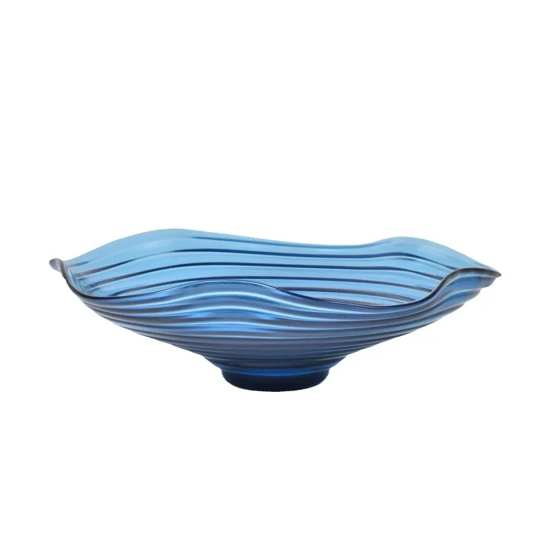 

light luxury blue lotus fruit plate modern living room coffee table model room sales office desktop storage tray ornament