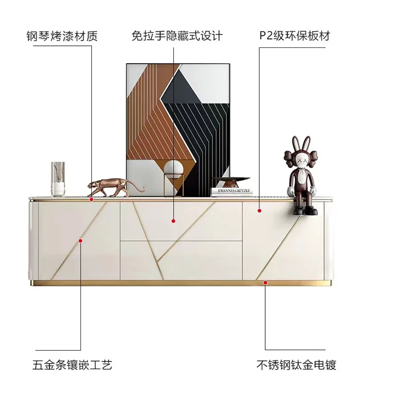 Bright TV cabinet coffee table combination, modern simple model room floor cabinet