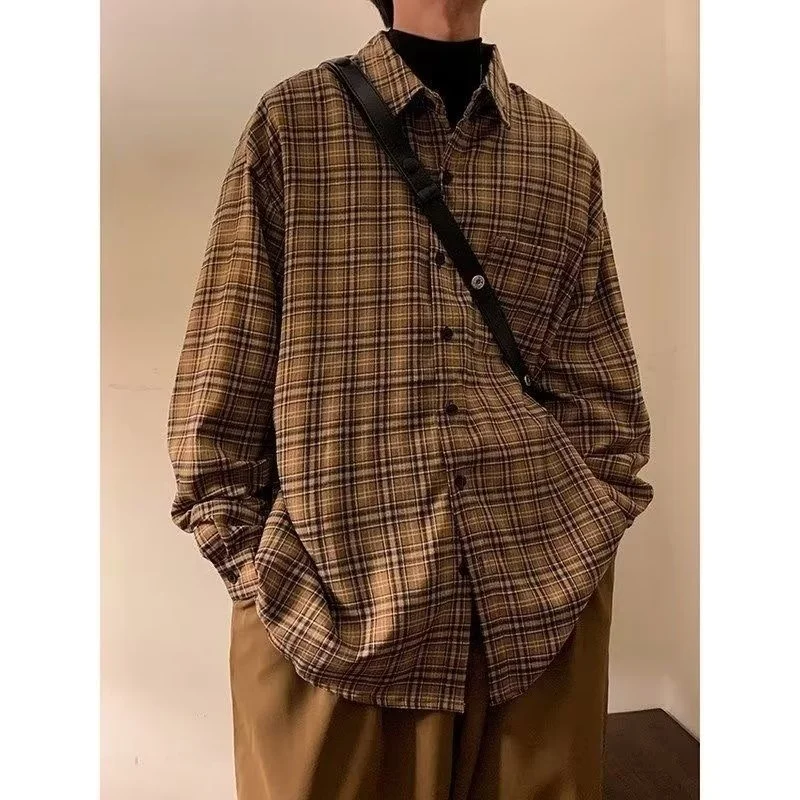 

Simple ids Harajuku Sle Men's Long Sve irt Stand Faion Autumn Versatile Artistic Polyester Fiber Anti-Wrinkle