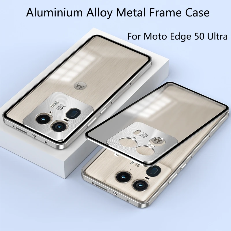 Aluminium Alloy Metal Frame Case For Motorola Edge 50 Ultra Case Matte transparent Acrylic Back Cover For Moto X50 Ultra Bumper