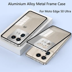 Aluminium Alloy Metal Frame Case For Motorola Edge 50 Ultra Case Matte transparent Acrylic Back Cover For Moto X50 Ultra Bumper