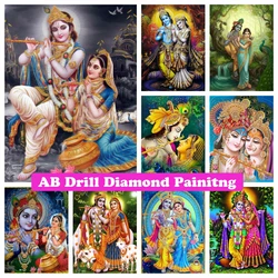 Radha Krishna Indian God 5D DIY AB Drills Diamond Painting Mosaic Cross Stitch Hindu Religious Embroidery Handmade Home Decor
