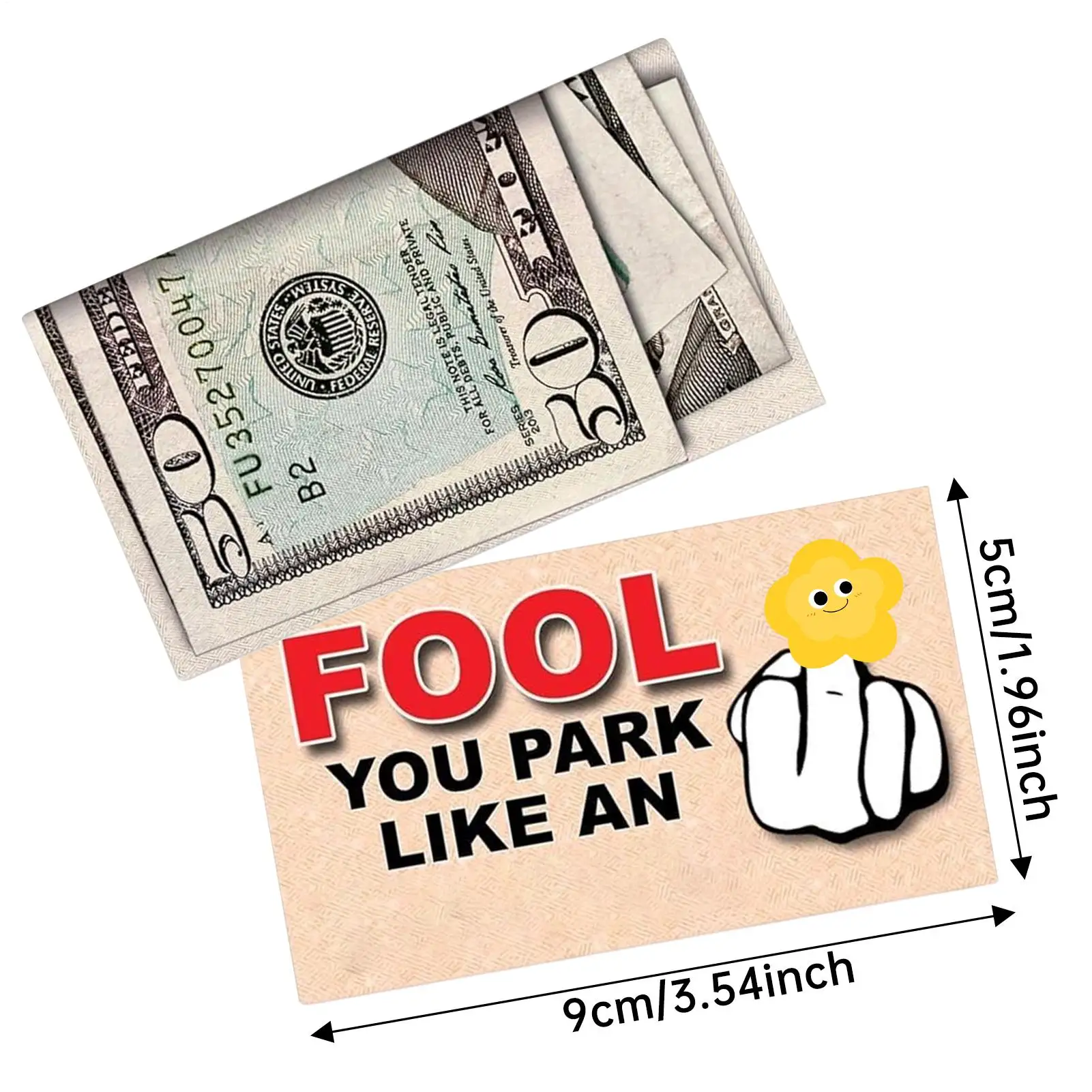 Carte di scherzo di parcheggio Bad Parkers 50 Dollar Bill Scherzo di parcheggio 50 pezzi Puntelli di scherzo di bavaglio di carta realistici resistenti allo sbiadimento