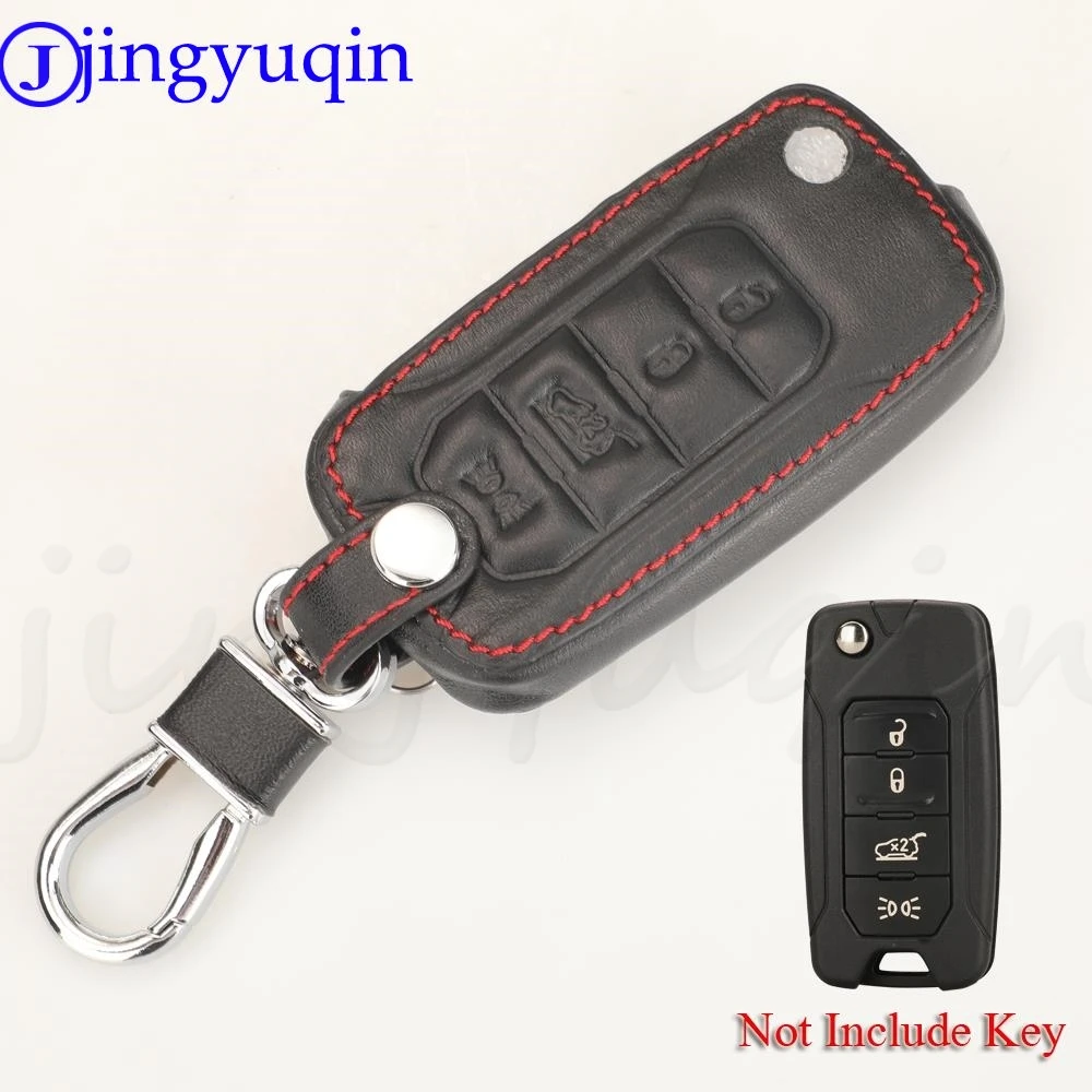 

jingyuqin 15pcs/lot 4 Butttons Replacement Leather Remote Key Case For Jeep Jeep Renegade Car Accessories