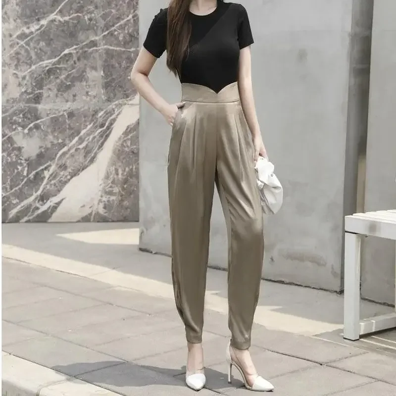 Trousers for Woman Pencil Solid Clothing Black Women's Pants High Waist Y2k Streetwear Autumn Cotton Elastic G Classic Quality