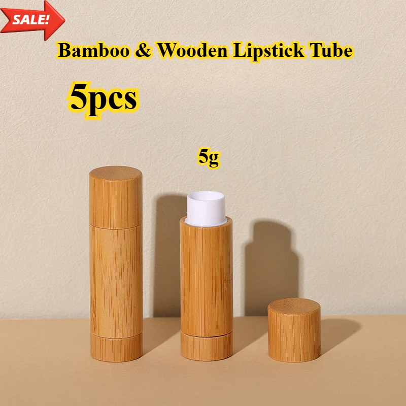 

5pcs 5g Bamboo Lip Balm Tube Container Wooden Empty Lip Balm Tubes for Lip Balm Diy and Cosmetics Beauty and Skincare Production