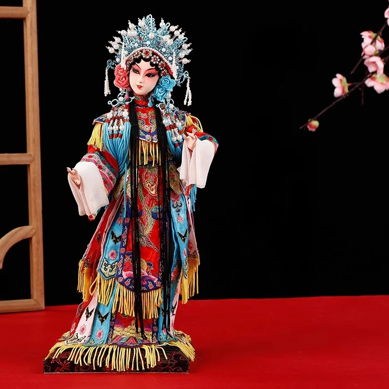 

Old Beijing Intangible Heritage Souvenir Silk Embroidery Large Fine Beijing Opera Characters Set Ornaments Collection Gift