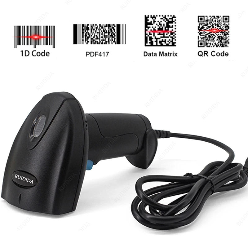 1D 2D  Bar Reader Wired or Wireless or Bluetooth Bar Code Scanner Qr Code Datamatrix Code PDF417 Handheld Scanner