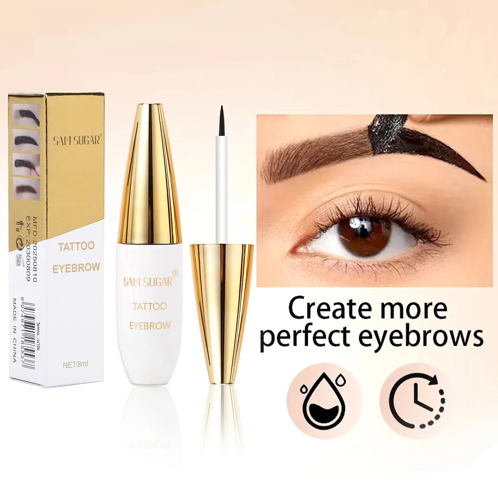 كريم وشم الحواجب المقاوم للنقل، طويل الأمد، مقاوم للماء، لون الحواجب، تركيبة تقشير، لمسة نهائية طبيعية #1