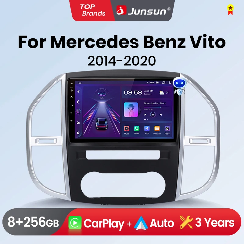 Junsun Wireless CarPlay Android Auto Car Radio For Mercedes Benz Vito W447 2014-2020 GPS Multimedia 2 din Systems Stereo