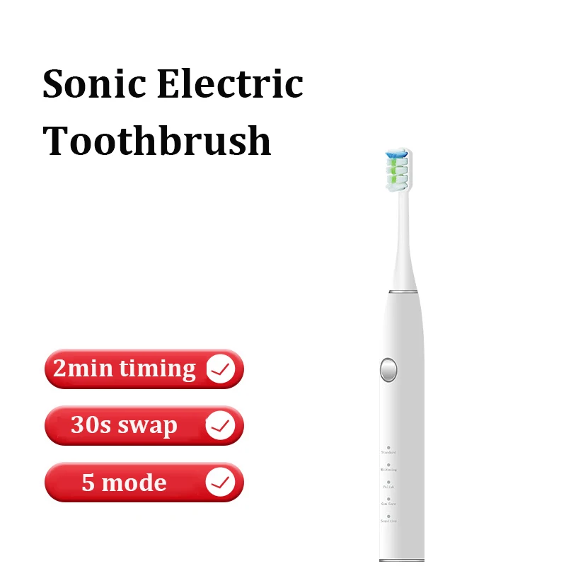 Smart Sonic Electric Toothbrush Couple Waterproof Multi-Grade USB Charging Soft Brush Head Adult Style Men and Women Home Use