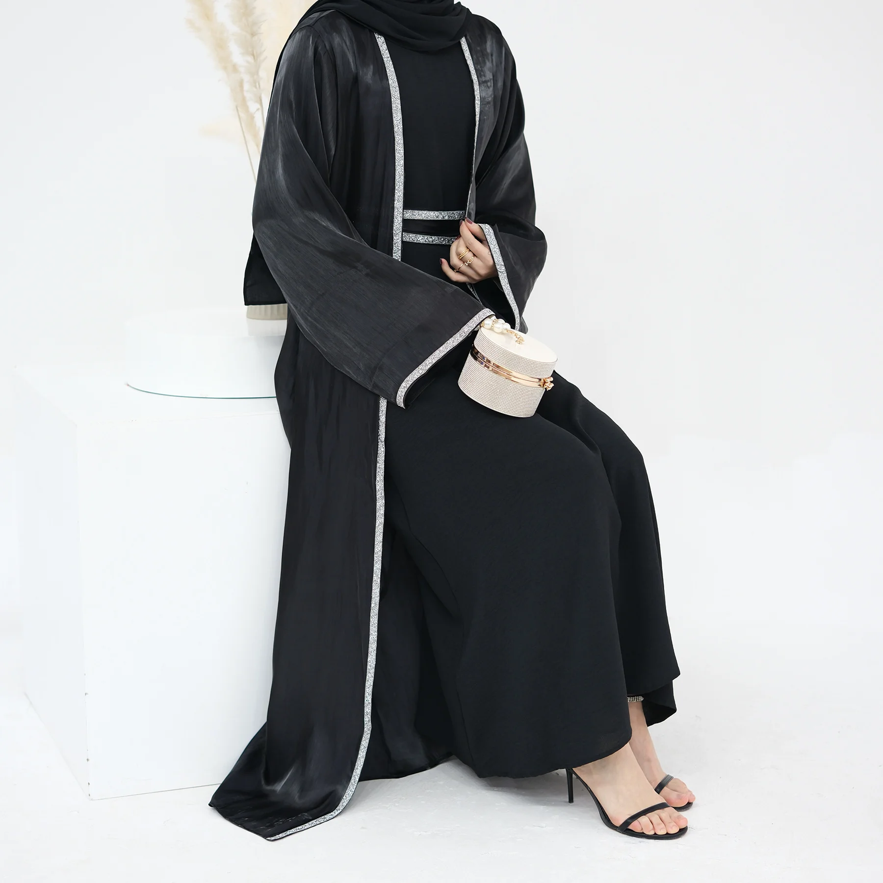 Fashion Evening Dress Open Abaaya Abaya Luxury Dubai Kaftan Turkey Prayer Clothes  Cardigan Party Muslim Woman Clothes Femme