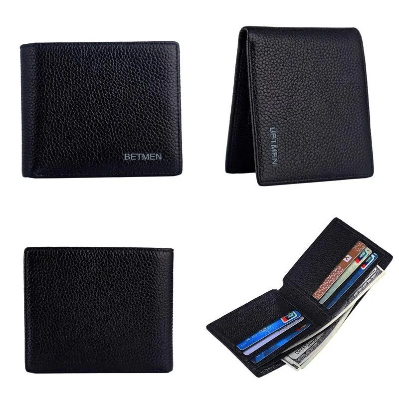 

fashion men wallet genuine leather slim bifold credit card holder wallet