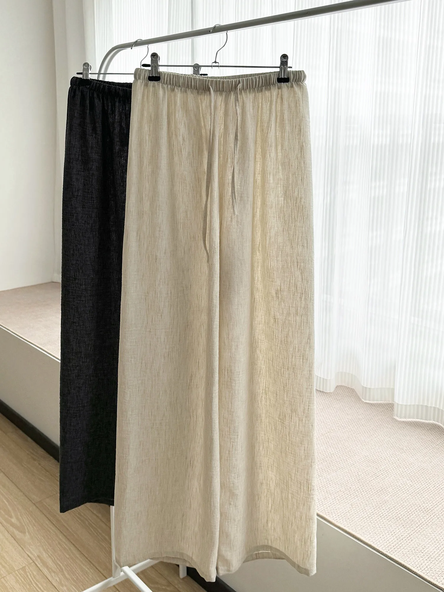 

Льняные широкие брюки, женские летние 2022, тонкие свободные повседневные элегантные женские брюки в стиле Харадзюку, модные корейские универсальные прямые брюки