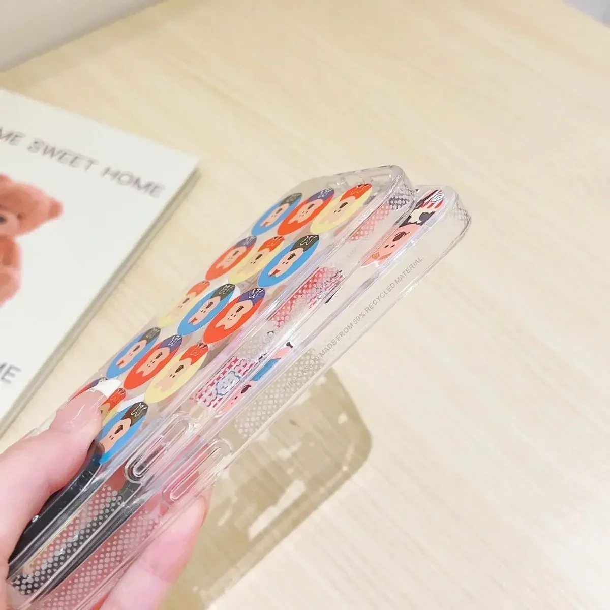 MagSafe Transparent Border Cartoon Bear Phone Case Cover for IPhone 11 12 13 14 15 16 Pro Max Case for IPhone 16 Pro Max