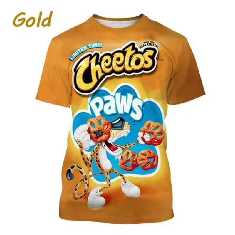 Cheetos 3d Printed T-shirt Funny Fashion Casual Cheetos Potato Chips Personality Food T-shirt Cosplay Men\'s Clothing Quality